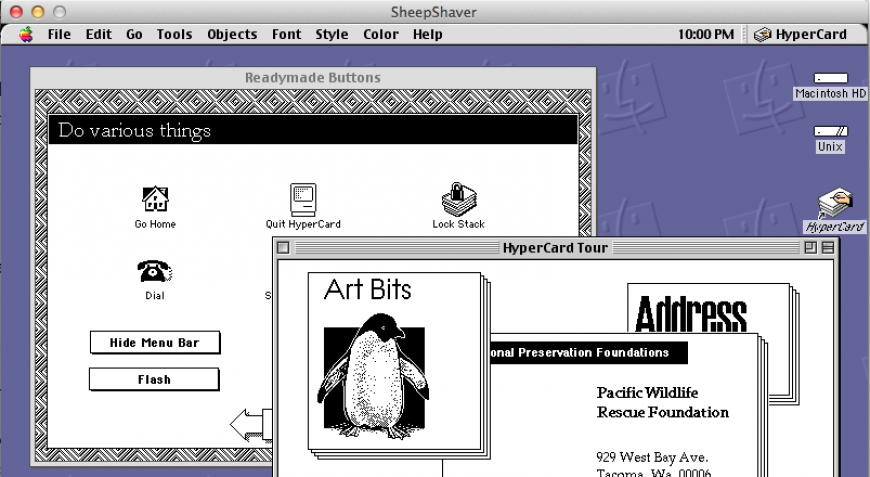 Hypercard running in the SheepShaver emulator